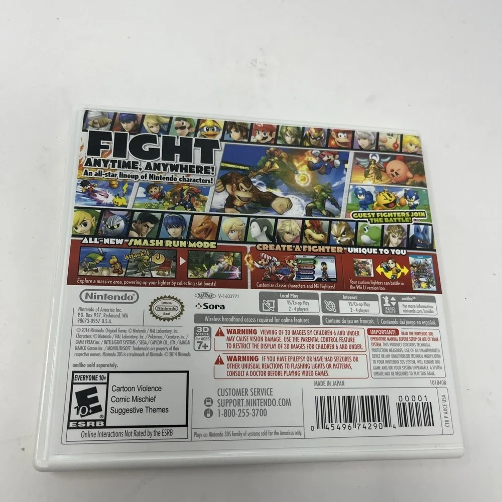 Super Smash Bros NO GAME Case & Manual Only (Nintendo 3DS, 2014)